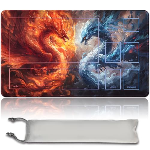 MTG PlayMat mit Zonen 60cm x 35cm Gaming Mouse Pad Kompatible MTG Spielmatte Spieler MTG Play Mat Gaming Mouse Pad Brettspiel genähte Kanten, Glatte Gummioberfläche (with Zone,mtg47-10) von LikePlaymat