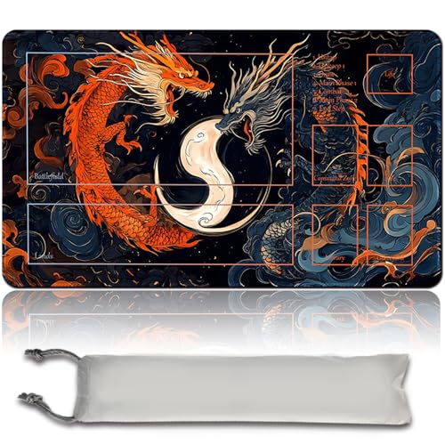 MTG PlayMat mit Zonen 60cm x 35cm Gaming Mouse Pad Kompatible MTG Spielmatte Spieler MTG Play Mat Gaming Mouse Pad Brettspiel genähte Kanten, Glatte Gummioberfläche (with Zone,mtg47-2) von LikePlaymat