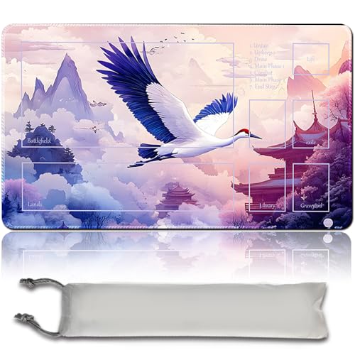 MTG PlayMat mit Zonen 60cm x 35cm Gaming Mouse Pad Kompatible MTG Spielmatte Spieler MTG Play Mat Gaming Mouse Pad Brettspiel genähte Kanten, Glatte Gummioberfläche (with Zone,mtg47-3) von LikePlaymat