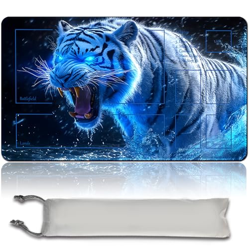 MTG PlayMat mit Zonen 60cm x 35cm Gaming Mouse Pad Kompatible MTG Spielmatte Spieler MTG Play Mat Gaming Mouse Pad Brettspiel genähte Kanten, Glatte Gummioberfläche (with Zone,mtg47-4) von LikePlaymat