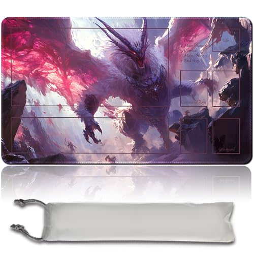 MTG PlayMat mit Zonen 60cm x 35cm Gaming Mouse Pad Kompatible MTG Spielmatte Spieler MTG Play Mat Gaming Mouse Pad Brettspiel genähte Kanten, Glatte Gummioberfläche (with Zone,mtg47-6) von LikePlaymat