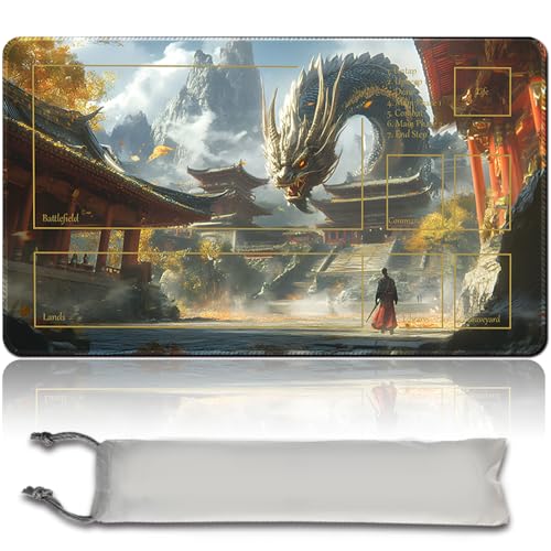 MTG PlayMat mit Zonen 60cm x 35cm Gaming Mouse Pad Kompatible MTG Spielmatte Spieler MTG Play Mat Gaming Mouse Pad Brettspiel genähte Kanten, Glatte Gummioberfläche (with Zone,mtg47-7) von LikePlaymat