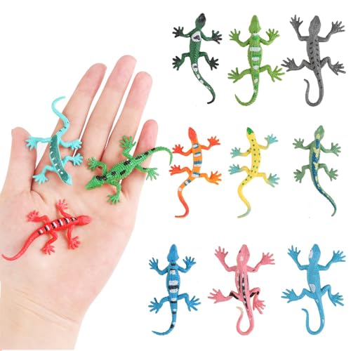 Lilbitty 12 Mini Eidechsenfiguren Set, Kunststoff Sortierte Kleine Eidechsen Spielzeug 6cm für Teenager Erwachsene Streich und Requisite Partybevorzugungen Kleine Geschenke von Lilbitty