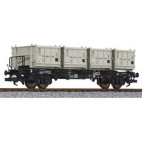 LILIPUT L235120 H0 Behältertragwagen BTms 55 mit 4 Behältern Eoskrt 021, DB, Ep. III von Liliput