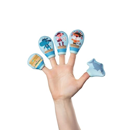 Lilliputiens - Fingerpuppen Piraten - Badespielzeug mit 5 Fingerpuppen aus Neopren - Lustig und lehrreich, fördert Feinmotorik und Fantasie - Ab 10 Monaten - 83353 von Lilliputiens