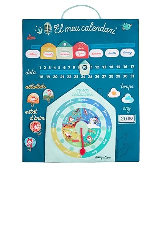 Lilliputiens - Kalender im Laufe der Zeit auf Katalanisch - Aktivitätentafel aus Stoff für Kinder - Lernen von Tagen, Monaten und Jahreszeiten - Motorik und Reflexion - ab 3 Jahren - 83119 von Lilliputiens