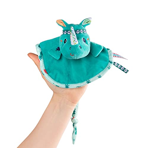 Lilliputiens 83120 Schnuffeltuch Kuscheltuch Fingerpuppe Schnullertuch Nashorn Marius blau 26x18 cm von Lilliputiens