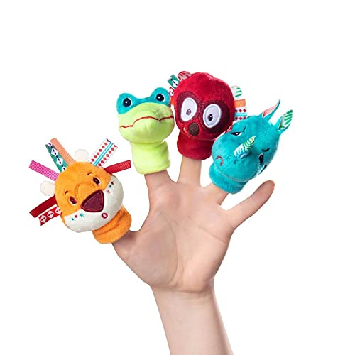 Lilliputiens - Dschungel-Fingerpuppenset - 4 exotische Tiere für Puppenspiele - Sensorisches und interaktives Spielzeug für Babys - Fingerspielzeug - Frühförderung - Ab 12 Monaten - 83105 von Lilliputiens