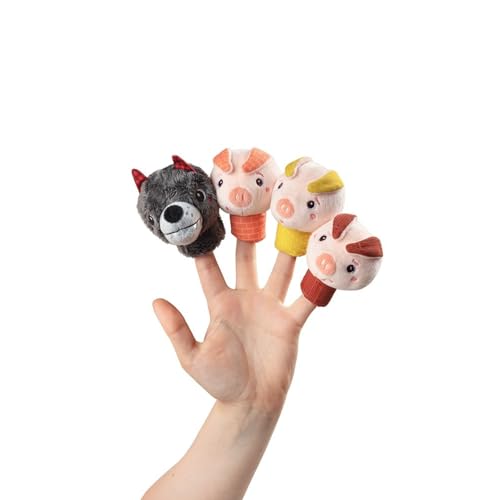 Lilliputiens - Fingerpuppenset Die DREI kleinen Schweinchen - 4 lustige Figuren - Sensorisches und interaktives Spielzeug für Babys - Fingerspielzeug für Frühförderung - Ab 12 Monaten - 83408 von Lilliputiens