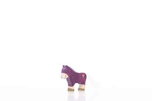 Lilu® Einhorn Pony Fohlen mit leuchtendem Herz, Mähne und Schweif, Fabelwelt Holztiere handbemalt, Holzspielzeug aus FSC®-Holz, EN71 und DEKRA Zertifiziert Spielfigur für Kinder (Lila) von Lilu