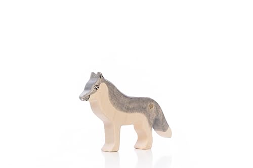 Lilu® Wolf mit leuchtendem Herz, Wald Holztiere handbemalt, Holzfigur Spielfigur Tiere aus FSC®-Holz, EN71 und DEKRA Zertifiziert Holzspielzeug für Kinder von Lilu