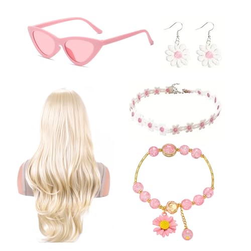 Lily Brown Mädchen Kostüm Film Cosplays Kinder Outfit Prinzessinnen Kleidung Mit Blumenohrring Halskette Sonnenbrille Prinzessinnen Kleidung von Lily Brown