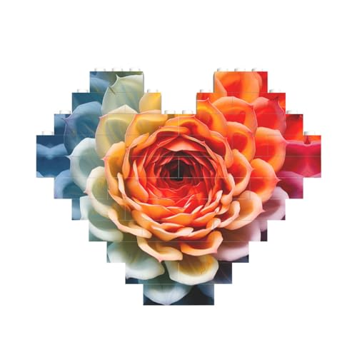 Blumen-Wirbel-Baustein-Puzzle in Herzform, personalisiertes Geschenk für Männer und Frauen von LimPac