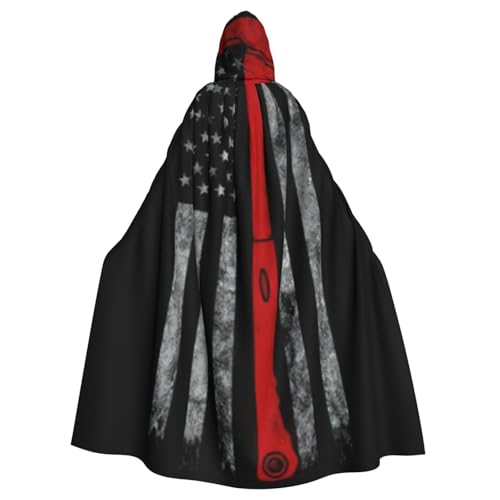 Feuerwehrmann Axt Rote Linie Flagge Unisex Erwachsene Kapuzenumhang Cosplay Kostüm Hexenumhang Robe für Halloween Weihnachten Party von LimPac