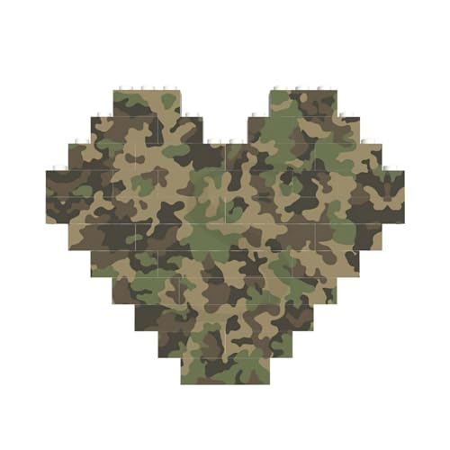 Grünes Camo Baustein-Puzzle in Herzform, personalisiertes Geschenk für Männer und Frauen von LimPac