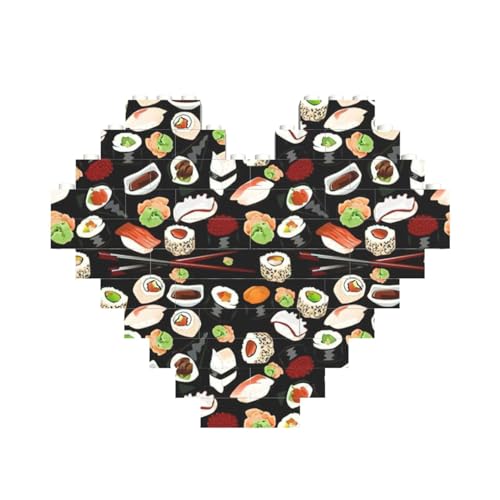 Japanisches Sushi-Baustein-Puzzle in Herzform, personalisiertes Geschenk für Männer und Frauen, Schwarz von LimPac