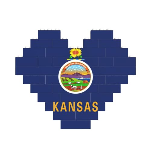 Kansas State Flag Building Brick Block Puzzle Heart Shaped, Custom Personalized Gift for Men and Women von LimPac