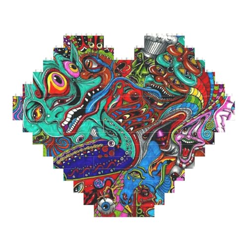 LimPac Abstrakte Kunst herzförmige Bausteine Block Puzzle, personalisierte benutzerdefinierte Foto Geschenke für Valentinstag von LimPac