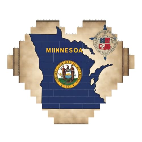 LimPac Abstrakte Minnesota-Staatsflagge, Karte in Herzform, Baustein-Puzzle, personalisiertes Fotogeschenke zum Valentinstag von LimPac