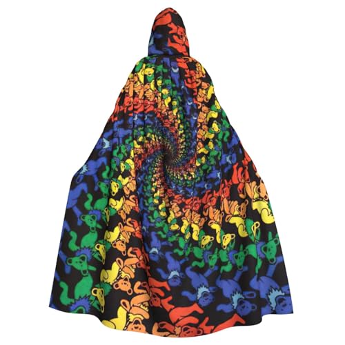 LimPac Bear Dancing Tie Dye Unisex Erwachsene Umhang Kapuzenumhang Halloween Cosplay Hexe Kapuze Robe Vampir Partys Kostüm von LimPac