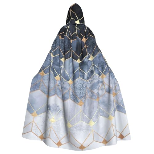 LimPac Blaue Hexagons und Diamanten, Unisex, Erwachsene, Kapuzenumhang, Cosplay-Kostüm, Hexenumhang, Robe für Halloween, Weihnachtsfeier von LimPac