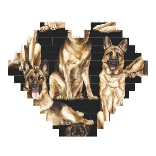 LimPac Deutscher Schäferhund, herzförmiges Baustein-Puzzle, personalisiertes Fotogeschenke zum Valentinstag von LimPac