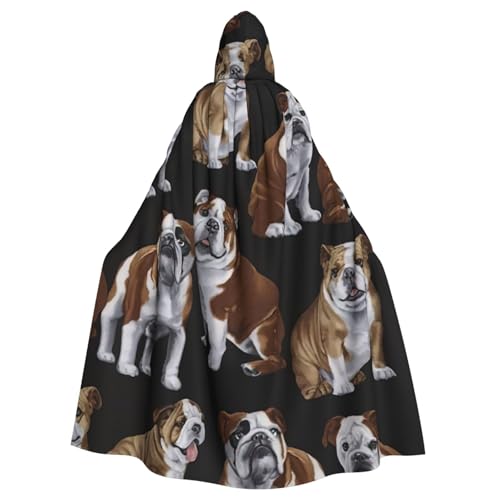 LimPac Englische Bulldoggen Unisex Erwachsene Kapuzenumhang Cosplay Kostüm Hexenumhang Robe für Halloween Weihnachten Party von LimPac