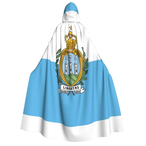 LimPac Flagge von San Marino Erwachsenen-Halloween-Umhang mit Kapuze, Hexenhaube, Robe, Unisex, Cosplay, Vampir-Partys, Kostüm von LimPac