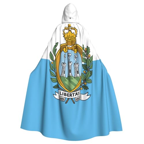 LimPac Flagge von San Marino Unisex Erwachsene Umhang Kapuzenumhang Halloween Cosplay Hexenhaube Robe Vampirpartys Kostüm von LimPac