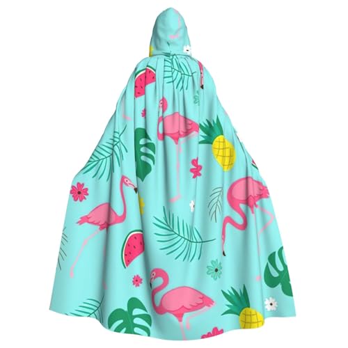 LimPac Flamingo Eiscreme-Frucht-Umhang mit Kapuze, Unisex, für Erwachsene, Halloween, Cosplay, Hexenhaube, Robe, Vampirpartys, Kostüm von LimPac