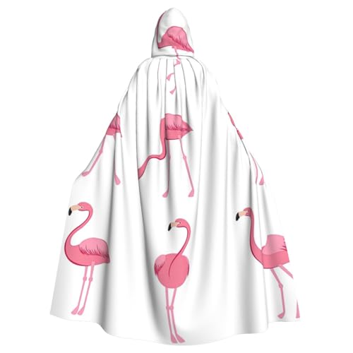 LimPac Flamingos auf weißem Kapuzenumhang für Erwachsene, Cosplay-Kostüm, Hexenumhang, Robe für Halloween, Weihnachtsfeier von LimPac