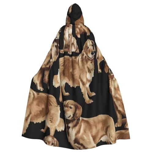 LimPac Golden Retrievers Unisex Erwachsene Umhang Kapuzenumhang Halloween Cosplay Hexe Kapuze Robe Vampirparty Kostüm von LimPac