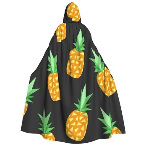 LimPac Halloween-Umhang mit gelber Ananas-Motiv, für Erwachsene, Hexenhaube, Unisex, Cosplay, Vampir-Partys von LimPac