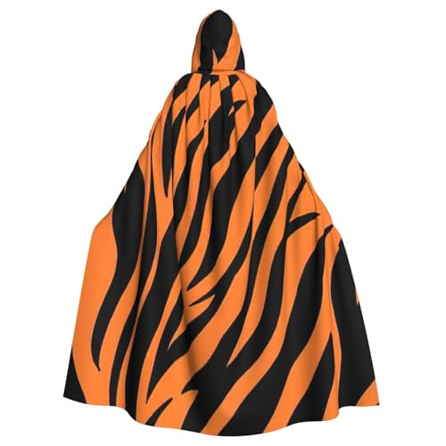 LimPac Kapuzenumhang mit Tigerstreifen, orangefarbenes Muster, Unisex, Erwachsene, Cosplay-Kostüm, Hexenumhang, Robe für Halloween, Weihnachtsfeier von LimPac