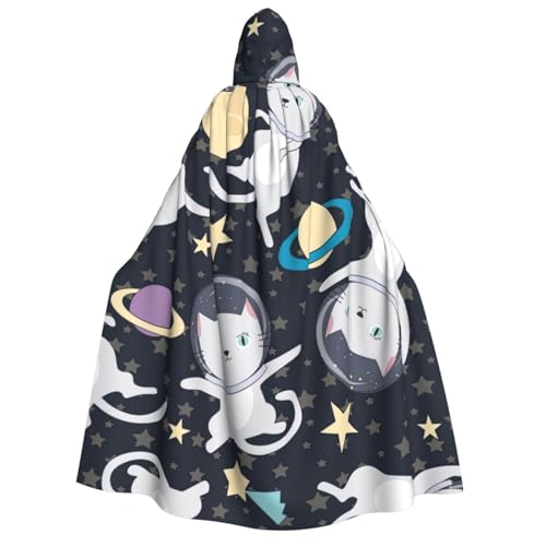 LimPac Lustiger Katzen-Astronauten-Umhang mit Kapuze, für Erwachsene, Halloween, Unisex, Cosplay-Kostüm, Vampir-Party, Hexenhaube, Robe von LimPac