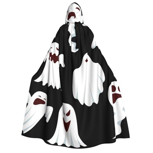 LimPac Lustiger weißer Geister-Umhang für Erwachsene, Halloween-Umhang mit Kapuze, Hexenhaube, Robe, Unisex, Cosplay, Vampir-Partys von LimPac