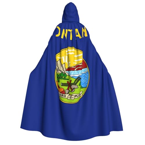 LimPac Montana State Flag Erwachsene Halloween Umhang Kapuze Umhang Hexe Kapuze Robe, Unisex Cosplay Vampirpartys Kostüm von LimPac