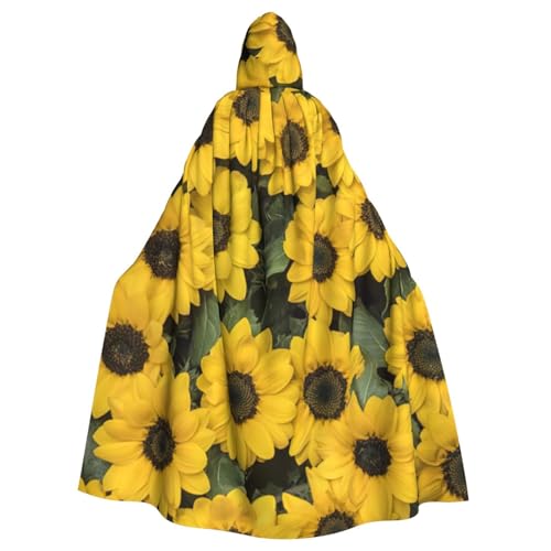 LimPac Niedlicher Sonnenblumen-Umhang mit Kapuze, Unisex, für Erwachsene, Halloween, Cosplay, Hexenhaube, Robe, Vampir-Partys von LimPac