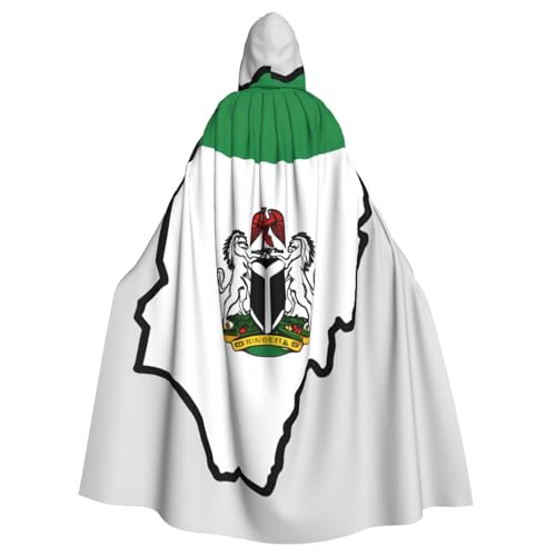 LimPac Nigeria Flag Map01 Unisex Erwachsene Kapuzenumhang Cosplay Kostüm Hexenumhang Robe für Halloween Weihnachten Party von LimPac