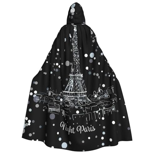 LimPac Night Paris Eiffelturm Erwachsene Halloween Umhang Kapuzenumhang Hexe Kapuze Robe Unisex Cosplay Vampirparty Kostüm von LimPac