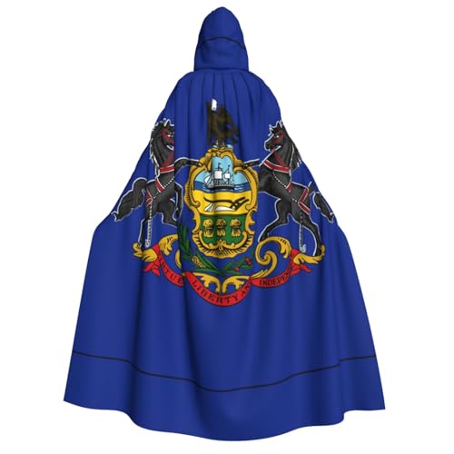 LimPac Pennsylvania Staatsflagge Erwachsene Halloween Umhang Kapuzenumhang Hexenhaube Robe, Unisex Cosplay Vampirparty Kostüm von LimPac