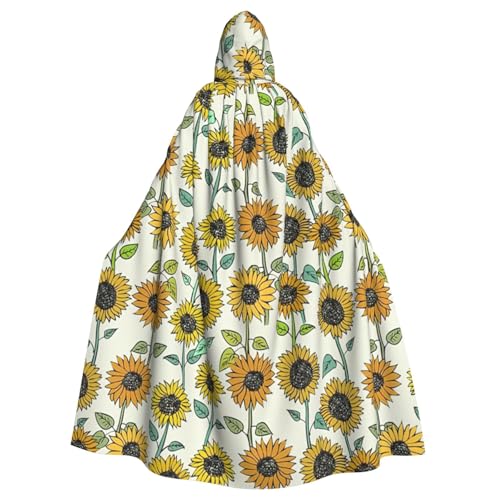 LimPac Romantischer Sonnenblumen-Umhang mit Kapuze, Unisex, für Erwachsene, Halloween, Cosplay, Hexenhaube, Robe, Vampirpartys, Kostüm von LimPac