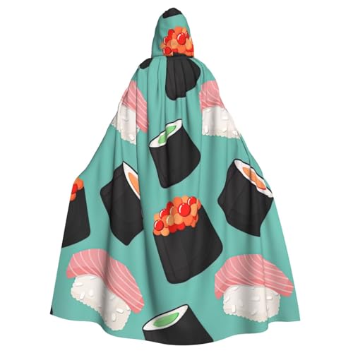 LimPac Sushi Food Pattern1 Unisex Erwachsene Kapuzenumhang Cosplay Kostüm Hexenumhang Robe für Halloween Weihnachten Party von LimPac