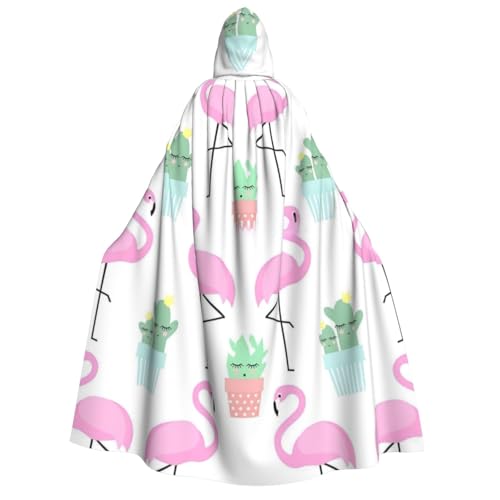 LimPac Tropischer Flamingo, niedlicher Kaktus, Erwachsenen-Umhang, Kapuzenumhang, Hexenhaube, Robe, Unisex, Cosplay, Vampir-Partys, Kostüm von LimPac