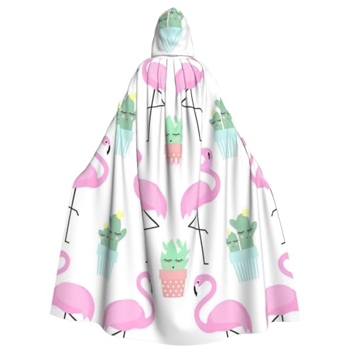 LimPac Tropischer Flamingo, süßer Kaktus, Unisex, für Erwachsene, Umhang mit Kapuze, Halloween, Cosplay, Hexenhaube, Robe, Vampir-Partys von LimPac