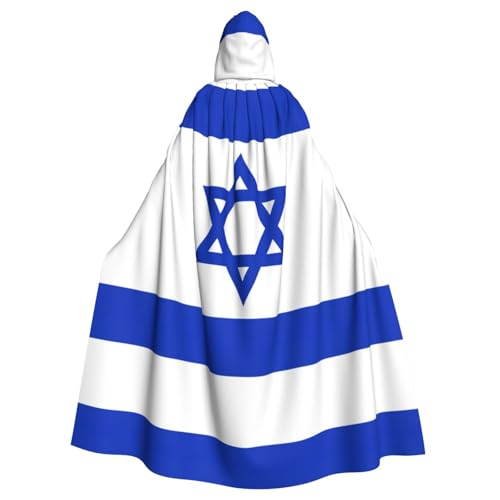 LimPac Umhang mit Kapuze, Motiv: israelische Flagge, Unisex, für Erwachsene, Halloween, Cosplay, Hexenhaube, Vampir-Partys von LimPac