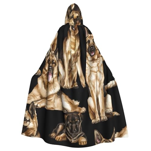 LimPac Umhang mit Kapuze für Erwachsene, Motiv: Deutscher Schäferhund, Cosplay-Kostüm, Hexenumhang, Robe für Halloween, Weihnachtsfeier von LimPac