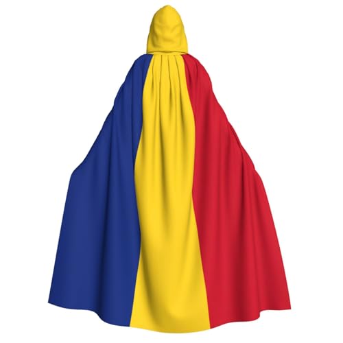 LimPac Umhang mit Kapuze für Erwachsene, Motiv: Flagge Rumäniens, Halloween, Unisex, Cosplay-Kostüm, Vampir-Party, Hexenhaube, Robe von LimPac