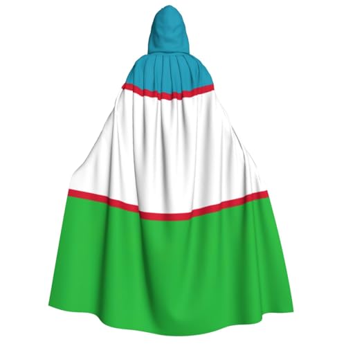 LimPac Umhang mit Kapuze für Erwachsene, Motiv: Flagge der Republik Usbekistan, Halloween, Unisex, Cosplay-Kostüm, Vampir-Party, Hexenhaube, Robe von LimPac