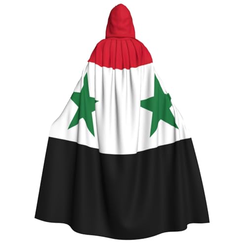 LimPac Umhang mit Kapuze für Erwachsene, Motiv: Flagge der Syrien, Arabische Republik, Halloween, Unisex, Cosplay, Vampir-Party, Hexenhaube, Robe von LimPac